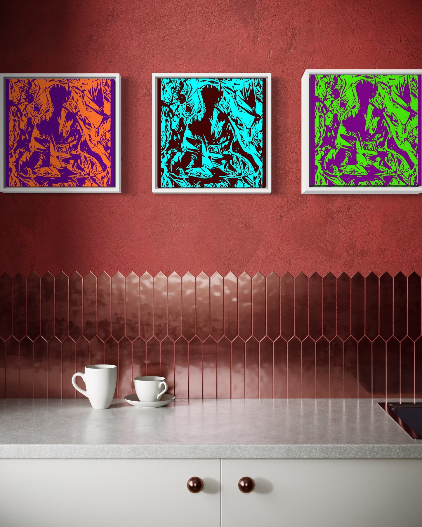 Turquoise Karma block print on canvas